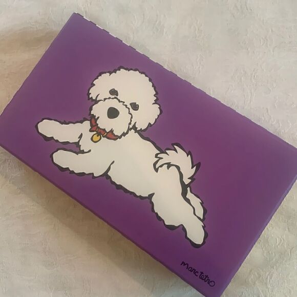 Marc Tetro Wallet Zip Around Vegan Purple Bichon Frisse Dog - Picture 9 of 10
